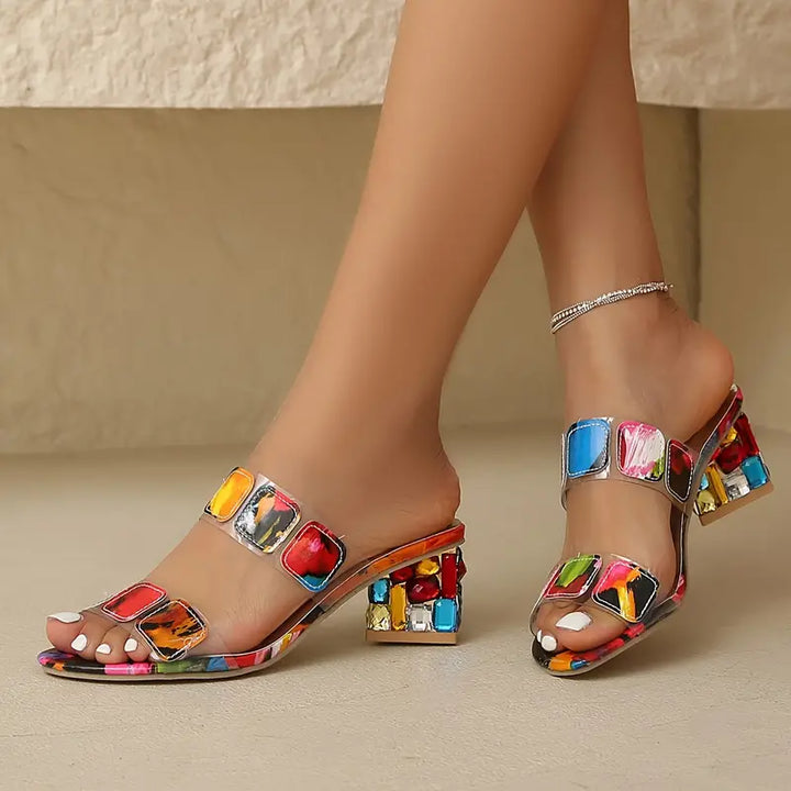 Denise™ - Multi-coloured Sandals with Double Straps